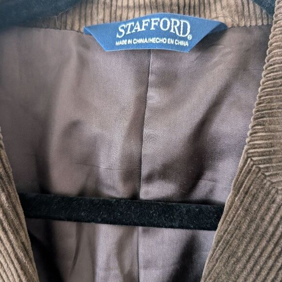 Stafford Brown Corduroy Elbow Patch Blazer Size 46L - Picture 6 of 11